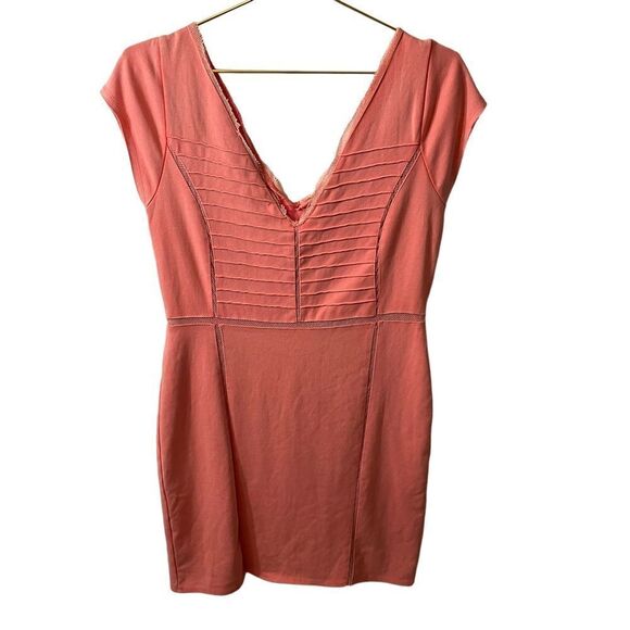 Free People Double V Bodycon Coral Dress Size Large - Picture 6 of 10